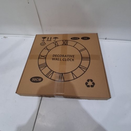 LARGE DECORATIVE ROUND WALL CLOCK - 20" - BLACK/BROWN image 3