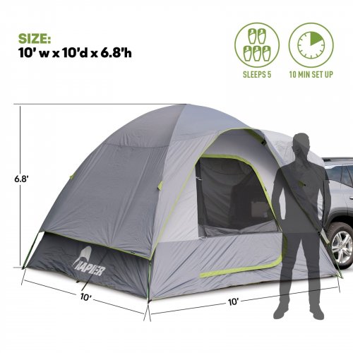 NAPIER BACKROADZ SUV TENT - 10FT X 10FT, SLEEPS 5 PEOPLE - BLACK & LIMEGREEN - (MODEL: 19100) image 2