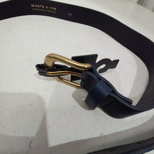MENS MONTE & COE GENUINE LEATHER BELT - 42 - NAVY BLUE/GOLD image 4