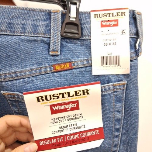 MEN'S RUSTLER STRAIGHT LEG JEANS - 38W X 32L - BLUE image 3