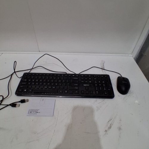 2PC AMAZON BASICS WIRED KEYBOARD AND MOUSE SET - BLACK (MODEL: HK3069) image 2