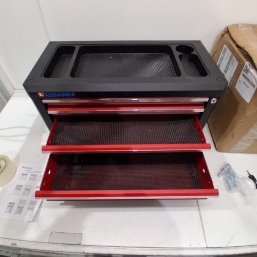 LARBANKE 4 DRAWER PORTABLE COUNTERTOP TOOLBOX CHEST WITH LOCK AND KEYS - 24.6" X 13" X 12.5" - RED/BLACK (MODEL: M-04C) image 2