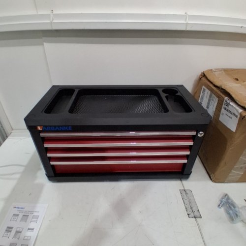 LARBANKE 4 DRAWER PORTABLE COUNTERTOP TOOLBOX CHEST WITH LOCK AND KEYS - 24.6" X 13" X 12.5" - RED/BLACK (MODEL: M-04C) image 4