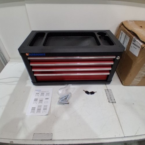 LARBANKE 4 DRAWER PORTABLE COUNTERTOP TOOLBOX CHEST WITH LOCK AND KEYS - 24.6" X 13" X 12.5" - RED/BLACK (MODEL: M-04C) image 5
