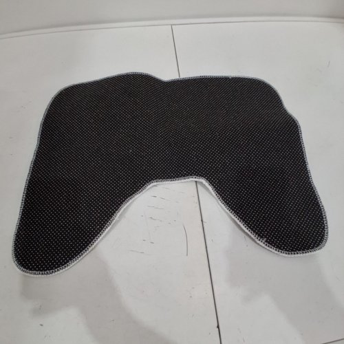 NON-SLIP CONTOUR TOILET BATH MAT WITH U-SHAPED CUTOUT AND STRIPED PATTERN - BROWN AND CREAM image 3