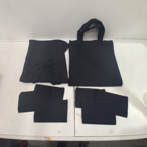 12PC SUBLIMATION CANVAS TOTE BAGS WITH ZIPPER POUCHES - 15" X 15" / 8.5" X 5.25" - BLACK image 2