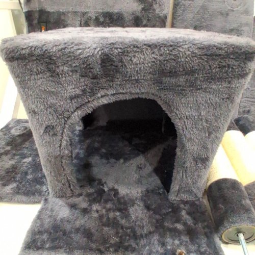 FEANDREA MULTI-LEVEL CAT TREE WITH HAMMOCK, CAT TOWER FOR LARGE CATS - 56" - LIGHT GRAY (MODEL: UPCT161W01) image 4