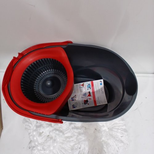 VILEDA EASYWRING SPIN MOP AND BUCKET SYSTEM WITH 2 EXTRA REFILL HEADS AND TELESCOPIC HANDLE - BLACK/RED (MODEL: 1898219) image 4