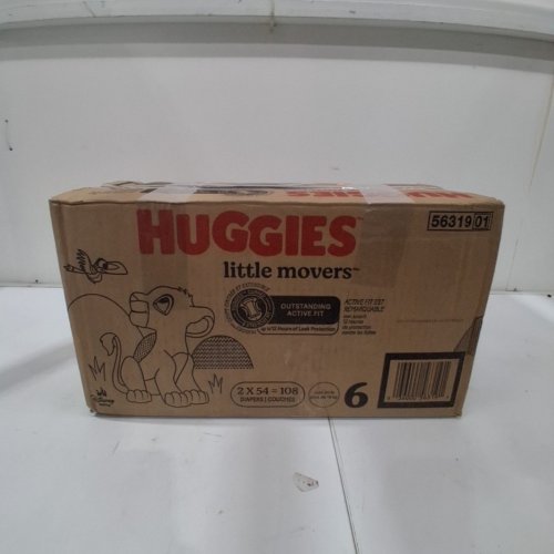 108PK HUGGIES LITTLE MOVERS CURVED CONTOURED STRETCHY ACTIVE FIT BABY DIAPERS- 108 TOTAL - SIZE 6 image 3