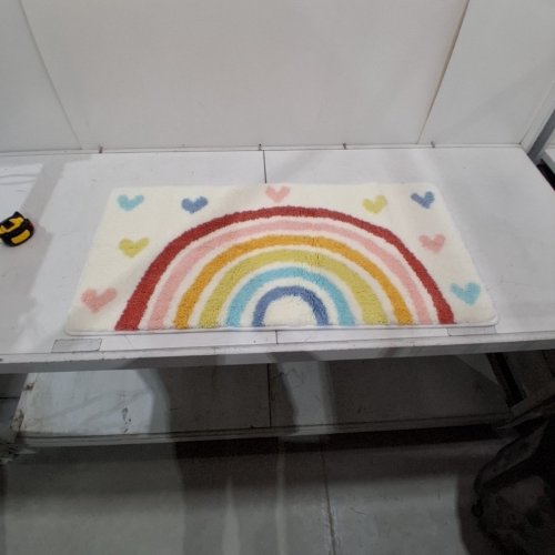 LOISMOOD WASHABLE RAINBOW & HEARTS BATH RUG MAT WITH NON-SLIP BACKING - 20" X 39" - MULTI-COLOUR image 3