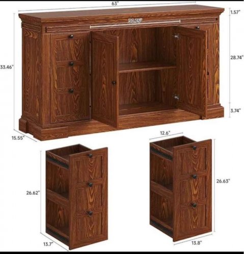 SIDEBOARD BUFFET CABINET WITH STORAGE - 15.5" X 63" X 33.4" - BROWN (MODEL:BSB-145) image 2
