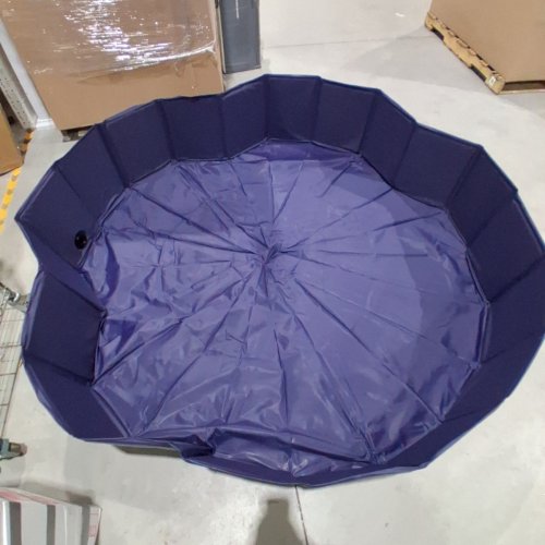 FOLDABLE DOG POOL HARD PLASTIC COLLAPSIBLE PET BATH TUB FOR MEDIUM AND LARGE DOGS, CATS AND KIDS -84"X11"- NAVY/GREY image 2