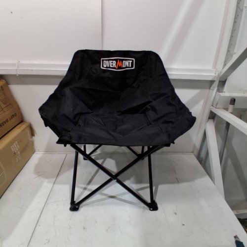 OVERMONT PORTABLE FOLDING CAMPING CHAIR - 22" X 26" X 17" - BLACK image 2