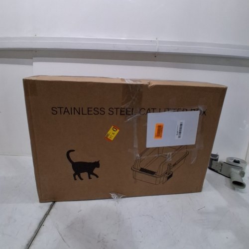 ZACA CAT STAINLESS STEEL LITTER BOX OPEN TOP WITH SCOOP - 23" X 14.5" X 10.5" - BLACK/SILVER image 3