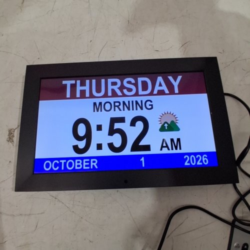 DIGITAL CALENDAR DAY ALARM CLOCK - 10" - BLACK image 2