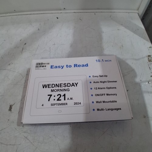 DIGITAL CALENDAR DAY ALARM CLOCK - 10" - BLACK image 4