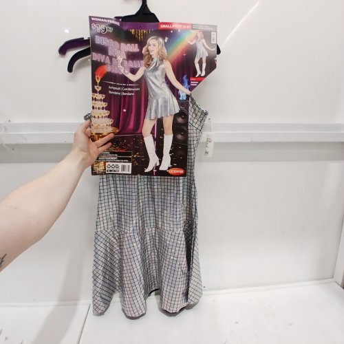 2PC WOMEN'S GOODMARK DISCO BALL DIVA COSTUME - SMALL (4-6) - SILVER AND BLACK image 2