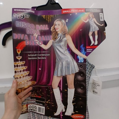 2PC WOMEN'S GOODMARK DISCO BALL DIVA COSTUME - SMALL (4-6) - SILVER AND BLACK image 3