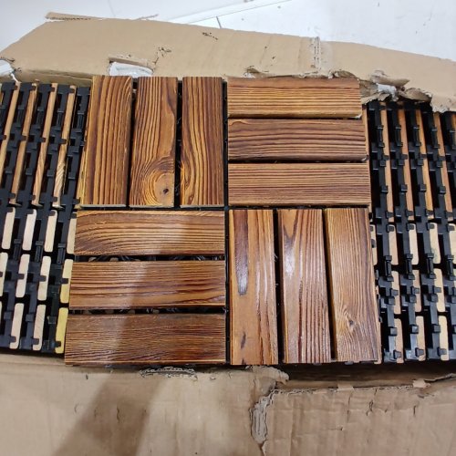 30PK EMARAXY INTERLOCKING OUTDOOR WOOD PATIO DECK FLOORING TILES - 12" X 12" EACH - ACACIA WOOD image 3