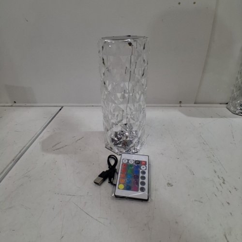 ROSE DIAMOND RECHARGEABLE TOUCH CONTROL RGB LED LAMP WITH REMOTE - 9"H - CLEAR image 3