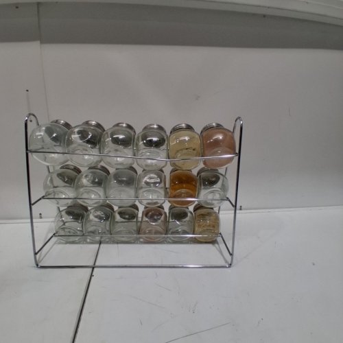 18PC LABELED SPICE JARS WITH RACK - 4" - SILVER/CLEAR image 4