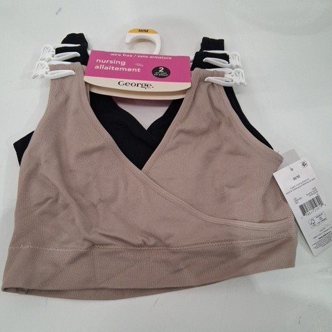 2PK WOMEN'S GEORGE NURSING BRA - MEDIUM - TAUPE AND BLACK image 2