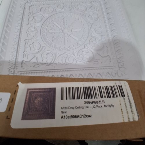 12PK ART3D DECORATIVE DROP CEILING TILES - 48 SQ. FT, 24" X 24" - WHITE image 2