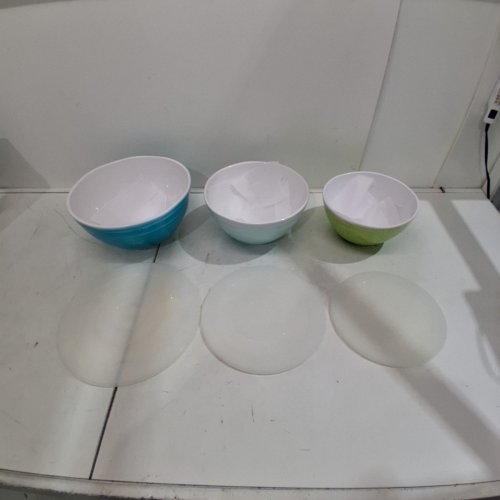 6PC PANDEX MIXING BOWL SET - 100% MELAMINE - BLUE/WHITE/GREEN image 3