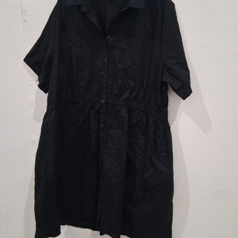 WOMEN'S LANE BRYANT SHORT SLEEVE BUTTON-FRONT DRESS - 3X - BLACK image 2
