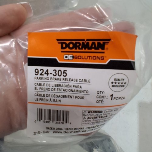 DORMAN PARKING BRAKE RELEASE CABLE WITH HANDLE FOR VARIOUS GMC, CHEVROLET AND CADILLAC MODELS - BLACK (MODEL: 924-305) image 4