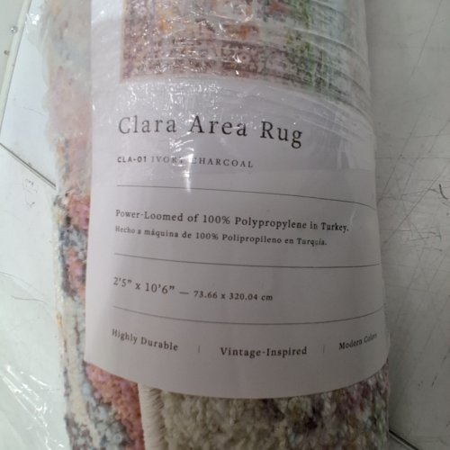 CLARA AREA RUG - 2FT5" X 10FT6" - IVORY CHARCOAL (STYLE: CLA-01) image 2