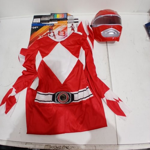 2PC MENS DISGUISE CLASSIC MUSCLE POWER RANGER COSTUME - MEDIUM 8/10 - RED RANGER image 2