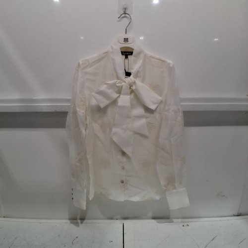 WOMEN'S BARILOCHE SHEAR EMBROIDERED BUTTON-UP BLOUSE - SMALL / MEDIUM - OFF-WHITE (STYLE : ARIZA) image 2