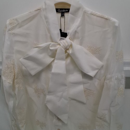 WOMEN'S BARILOCHE SHEAR EMBROIDERED BUTTON-UP BLOUSE - SMALL / MEDIUM - OFF-WHITE (STYLE : ARIZA) image 4