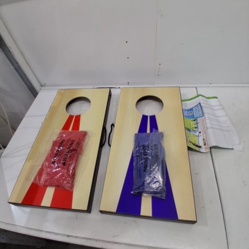 GOSPORTS PORTABLE SIZE CORNHOLE GAME SET WITH 6 BEAN BAG - 2FT X 1FT - WOOD/BLUE/RED (MODEL : CH-03-MDF-WOOD) image 2