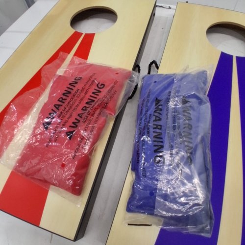 GOSPORTS PORTABLE SIZE CORNHOLE GAME SET WITH 6 BEAN BAG - 2FT X 1FT - WOOD/BLUE/RED (MODEL : CH-03-MDF-WOOD) image 3