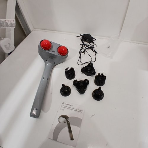SNAILAX CORDLESS HANDHELD BACK MASSAGER WITH HEAT -3 HEAD ATTACHMENTS - BLACK/GREY (MODEL:SL-498) image 2