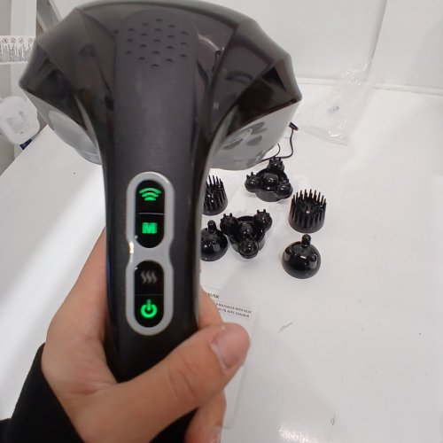 SNAILAX CORDLESS HANDHELD BACK MASSAGER WITH HEAT -3 HEAD ATTACHMENTS - BLACK/GREY (MODEL:SL-498) image 3