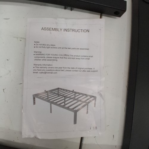 16 INCH QUEEN BED FRAME NO BOX SPRING REQUIRED, METAL PLATFORM QUEEN SIZE BED FRAME - QUEEN / 16" - BLACK image 7