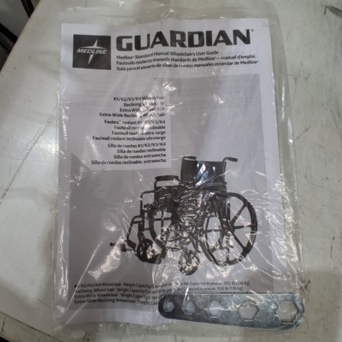 MEDLINE GUARDIAN K1 WHEELCHAIR 300LB CAP - BLACK (MODEL: K1166N22E) image 4