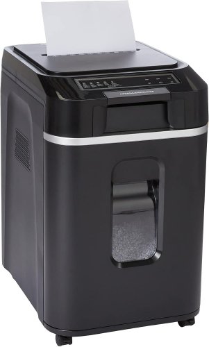 AMAZON BASICS 200-SHEET AUTO-FEED CROSS-CUT PAPER SHREDDER WITH PULLOUT BASKET - 200 SHEET - 120 V - 360W - BLACK (MODEL: B0B15J4X22/AU200XA) image 2
