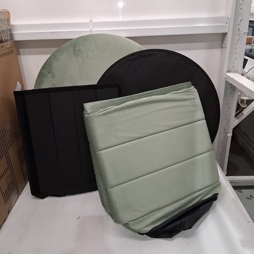 B FSOBEIIALEO ROUND VELVET STORAGE OTTOMAN WITH TRAY -58D X 58W X 44H - GREEN (MODEL: CA58BTR-V-SAGE-1) image 2