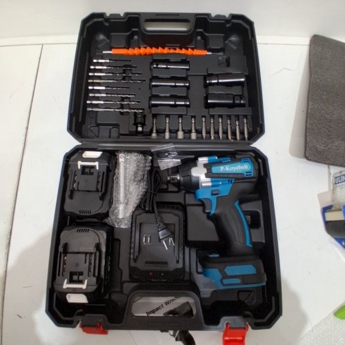 P-KOYEBOLT CORDLESS HIGH TORQUE IMPACT WRENCH KIT WITH 2 BATTERIES- 21 V, 2300 RPM - TEAL AND BLACK image 3