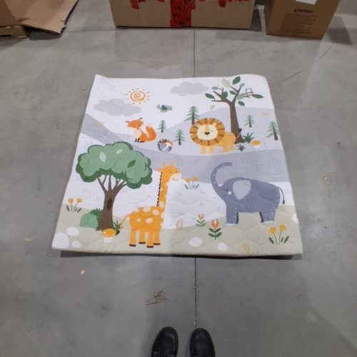 TINYHARBO THICK PADDING FOAM BABY PLAY MAT WITH REMOVABLE & MACHINE WASHABLE COVER & NON-SLIP BACKING - 50" X 50" - MULTI-COLOR image 2