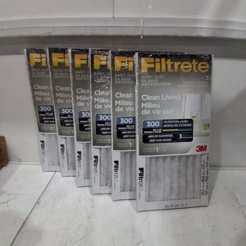6PK FILTRETE MPR 300 PLEATED AC FURNACE AIR FILTER- BASIC DUST CLEAN LIVING-10" X 20" X 1" image 2