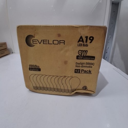 12PK EVELOR A19 LED LIGHT BULBS - 60W, 5000K - WHITE image 2