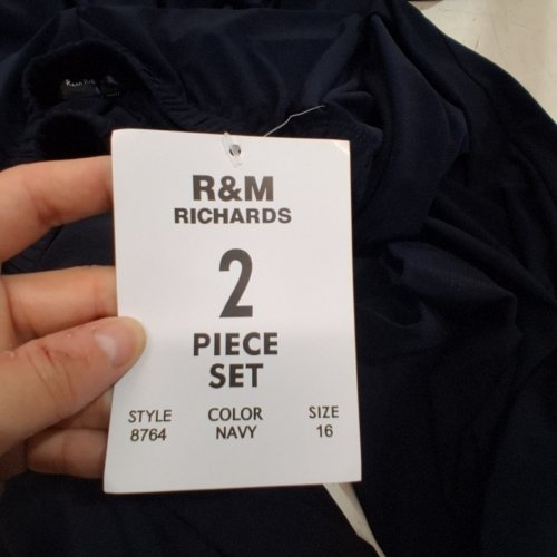 2PC WOMENS R&M RICHARDS BEADED NECK AND PANT SET - NAVY BLUE (STYLE: 8764) image 2