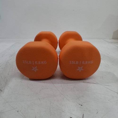 2PK YES4ALL NEOPRENE COATED DUMBBELLS HAND WEIGHT - 15LBS - ORANGE image 3