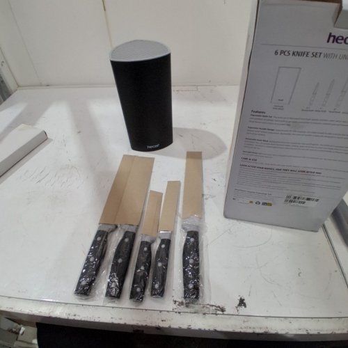 6PC HECEF KNIFE SET WITH UNIVERSAL KNIFE BLOCK - BLACK image 3