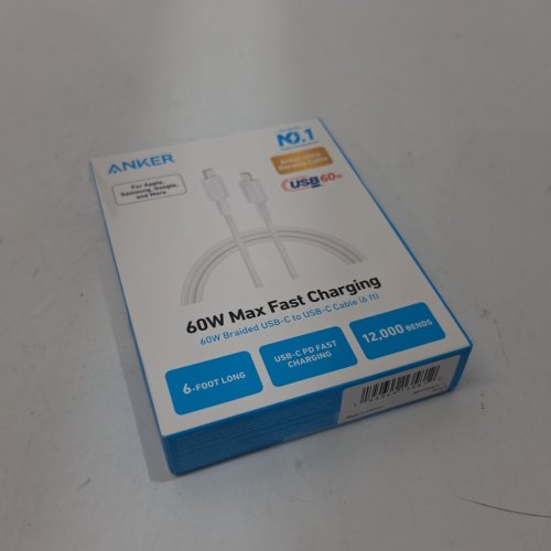 ANKER DURABLE BRAIDED USB-C TO USB-C FAST CHARGING CABLE - 6FT - WHITE (MODEL: A81F6) image 3